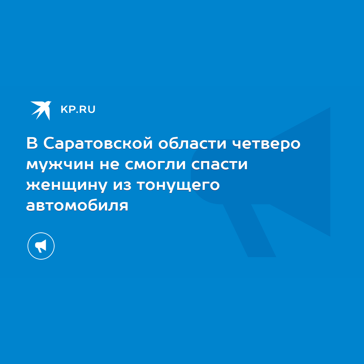 В Саратовской области четверо мужчин не смогли спасти женщину из тонущего  автомобиля - KP.RU