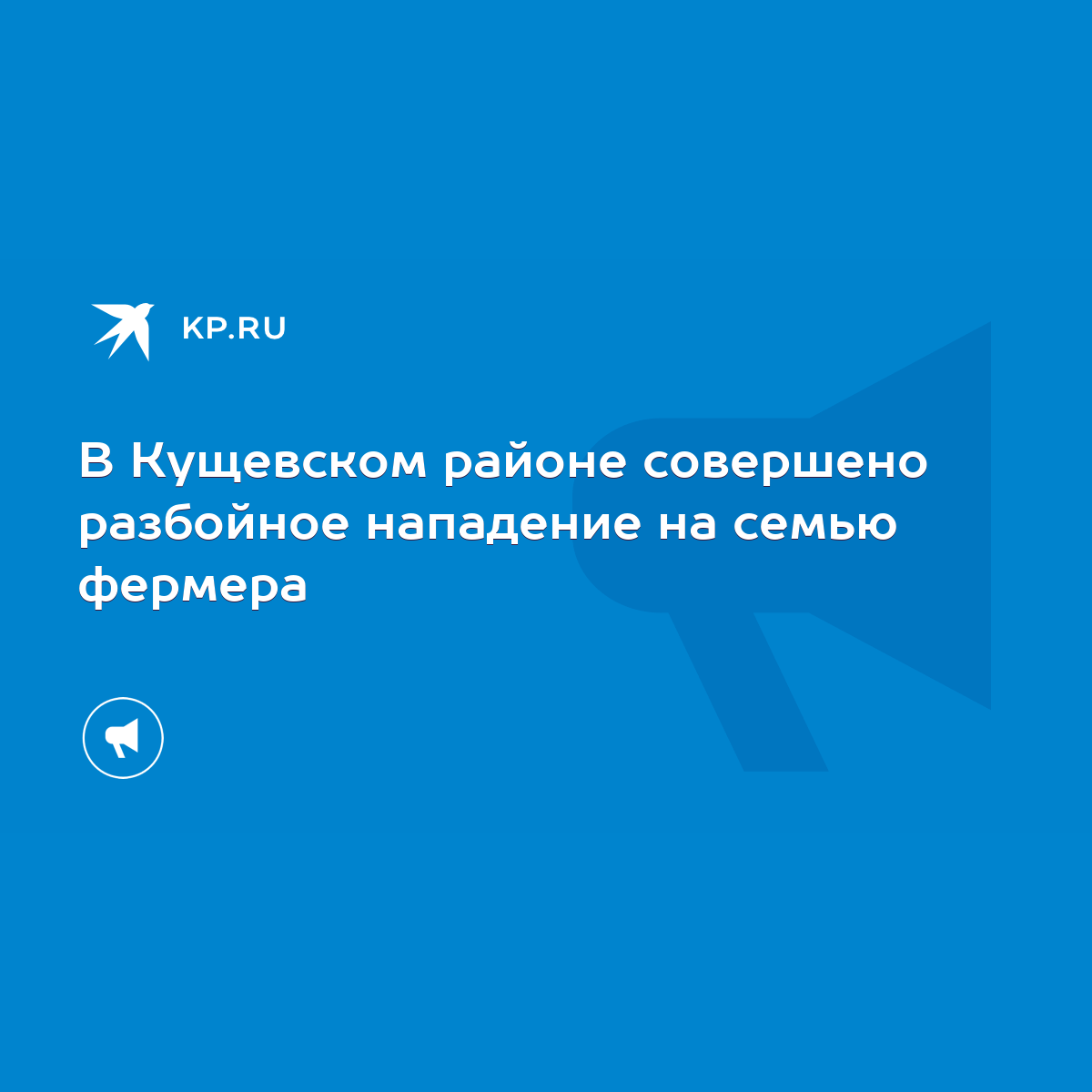 В Кущевском районе совершено разбойное нападение на семью фермера - KP.RU