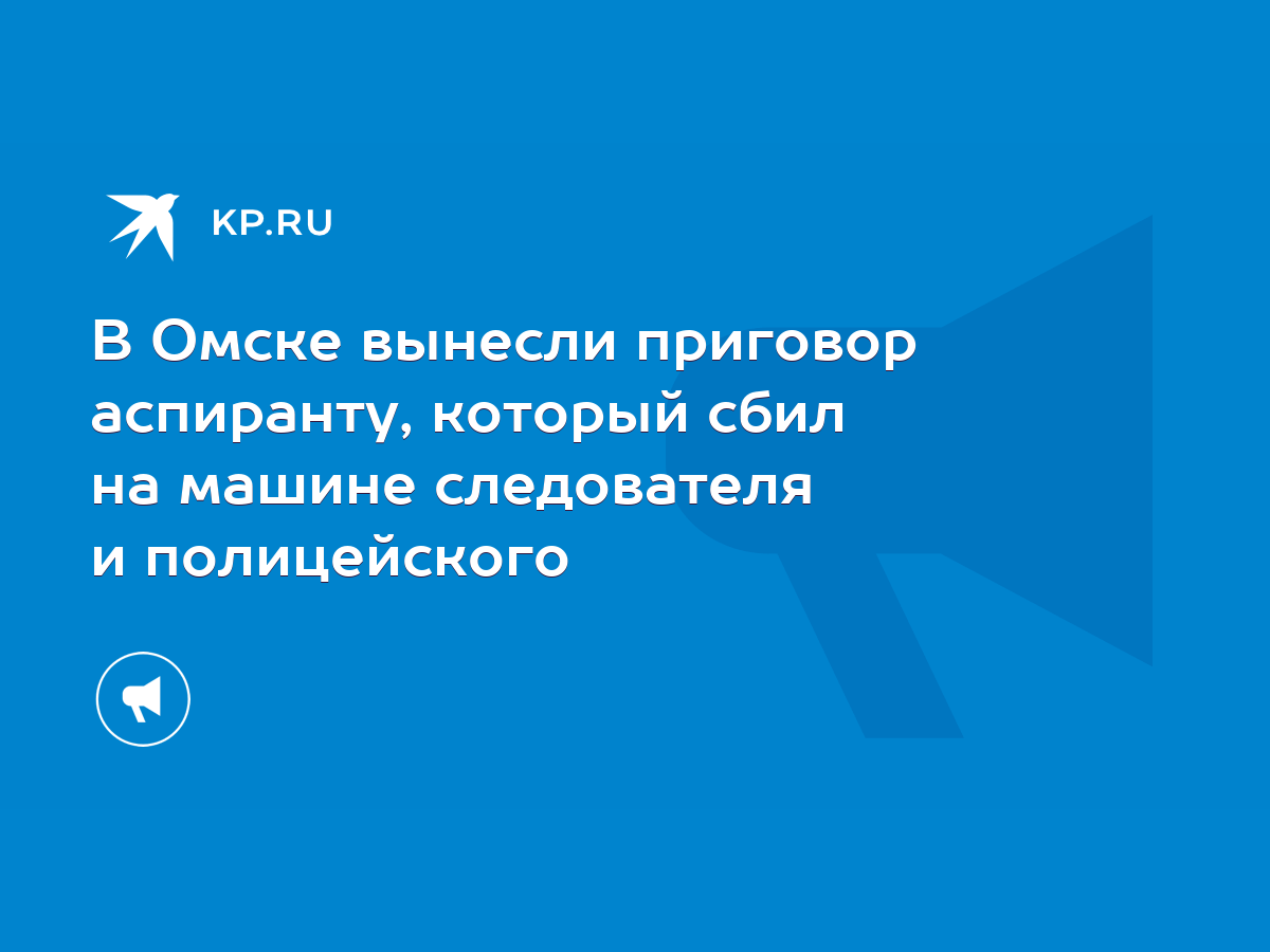 В Омске вынесли приговор аспиранту, который сбил на машине следователя и  полицейского - KP.RU