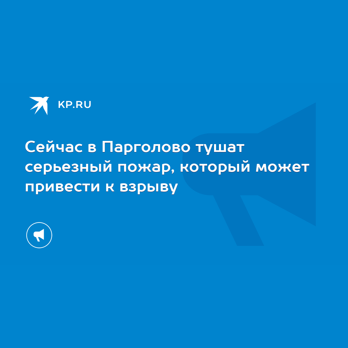 Сейчас в Парголово тушат серьезный пожар, который может привести к взрыву -  KP.RU