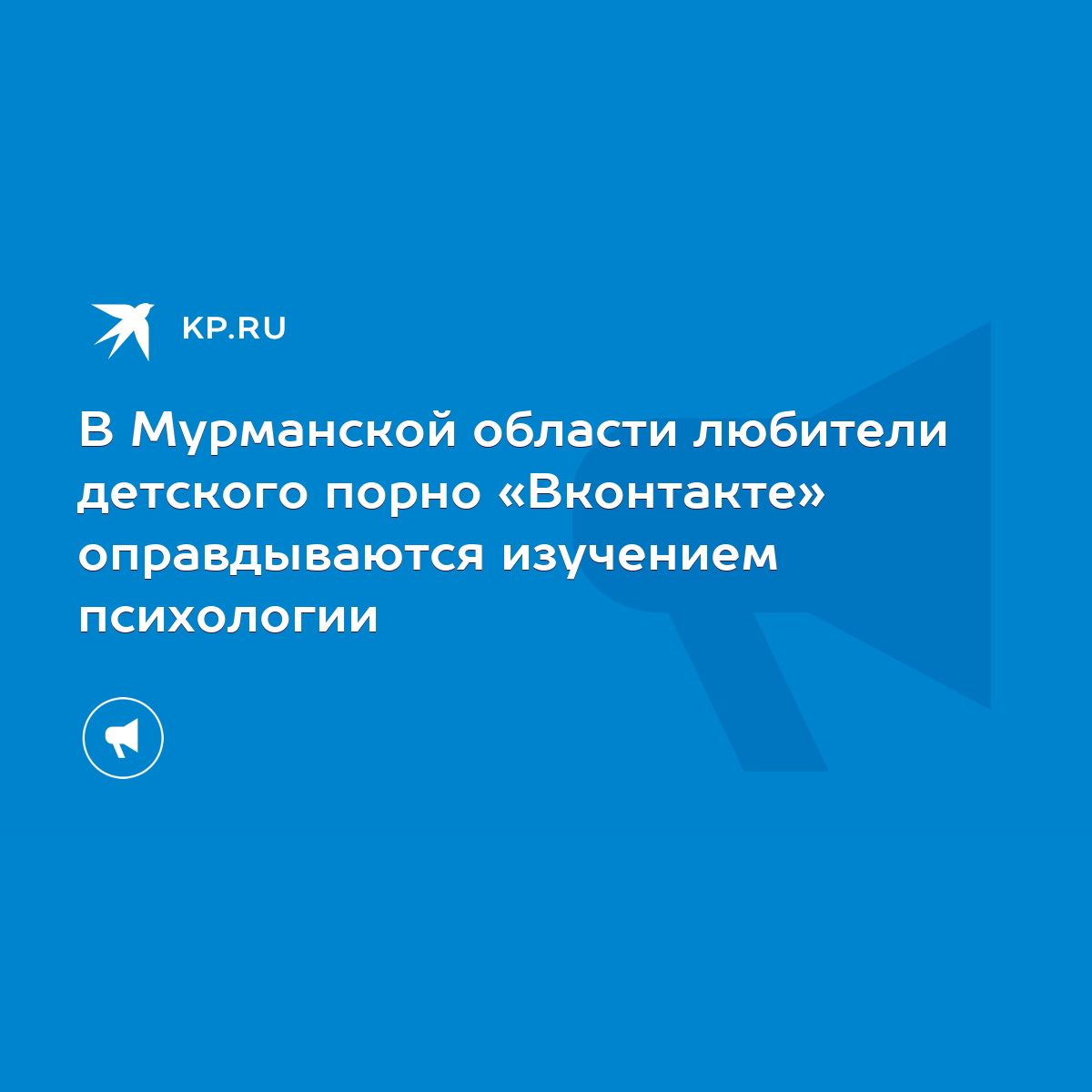 В Мурманской области любители детского порно «Вконтакте» оправдываются  изучением психологии - KP.RU