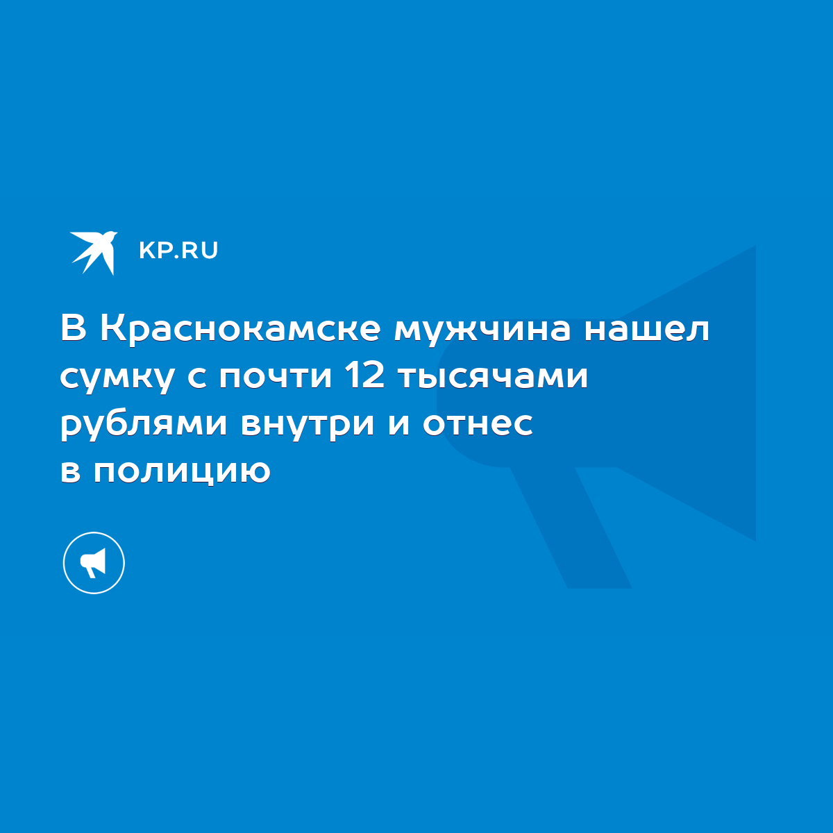 В Краснокамске мужчина нашел сумку с почти 12 тысячами рублями внутри и  отнес в полицию - KP.RU