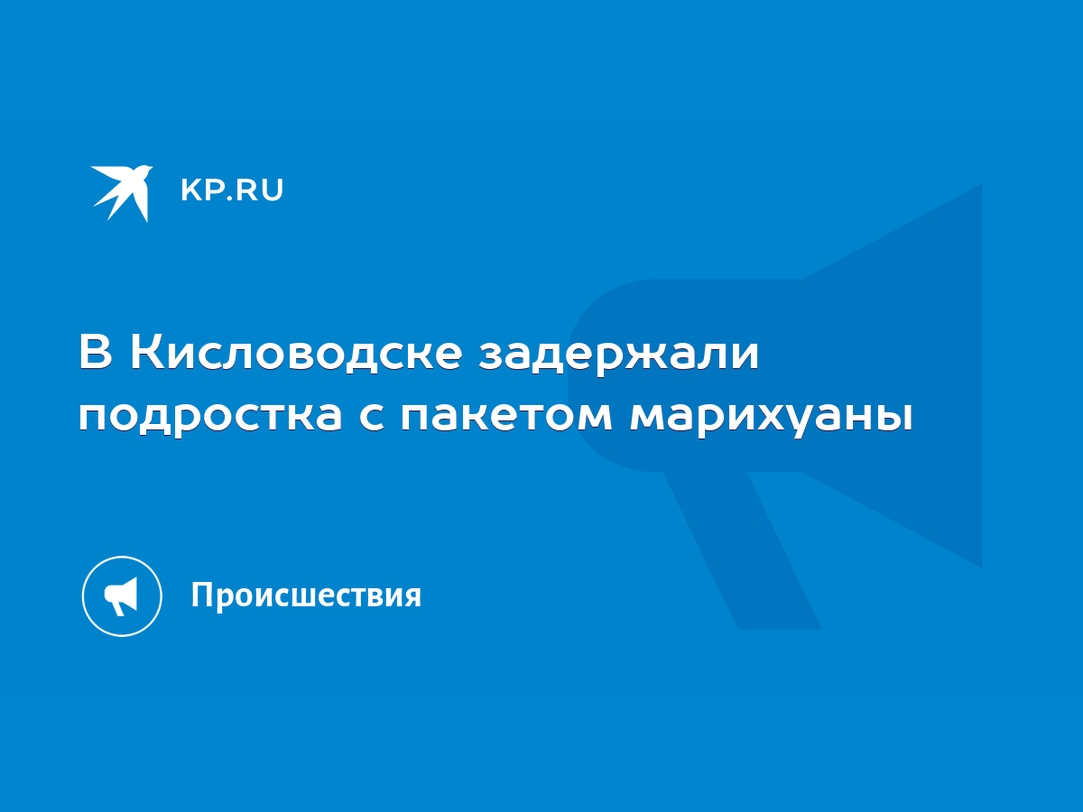 В Кисловодске задержали подростка с пакетом марихуаны - KP.RU