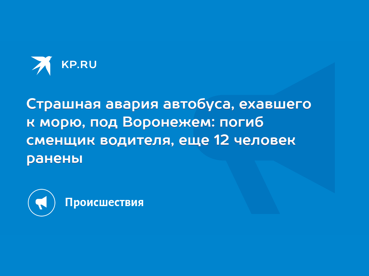 Cтрашная авария автобуса, ехавшего к морю, под Воронежем: погиб сменщик  водителя, еще 12 человек ранены - KP.RU
