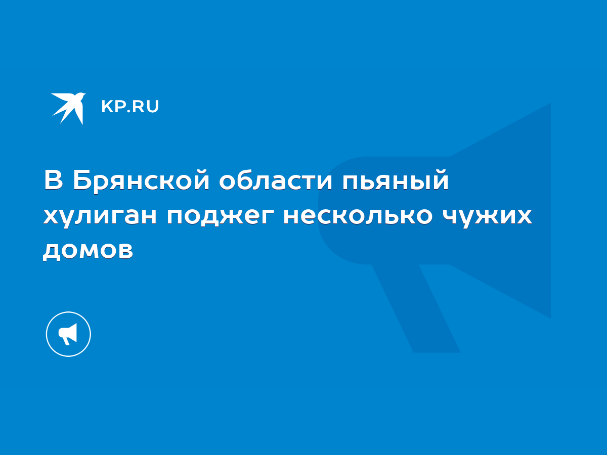 В Брянской области пьяный хулиган поджег несколько чужих домов - KP.RU