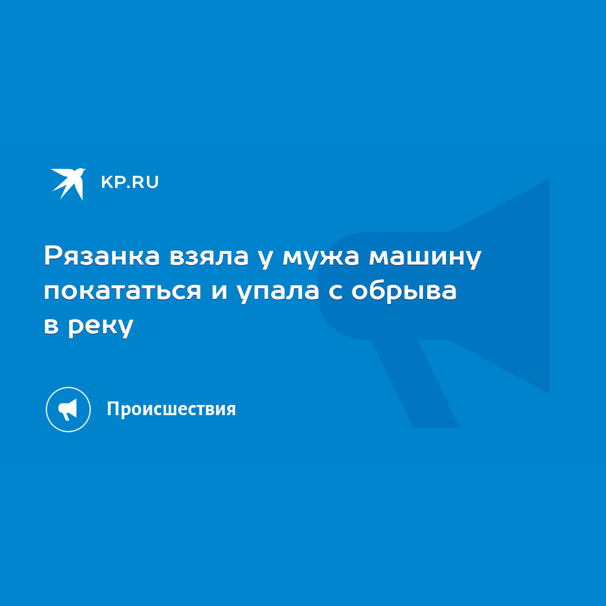 Рязанка взяла у мужа машину покататься и упала с обрыва в реку - KP.RU