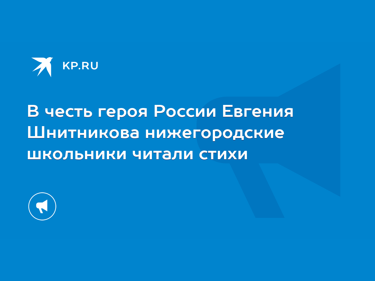 В честь героя России Евгения Шнитникова нижегородские школьники читали  стихи - KP.RU