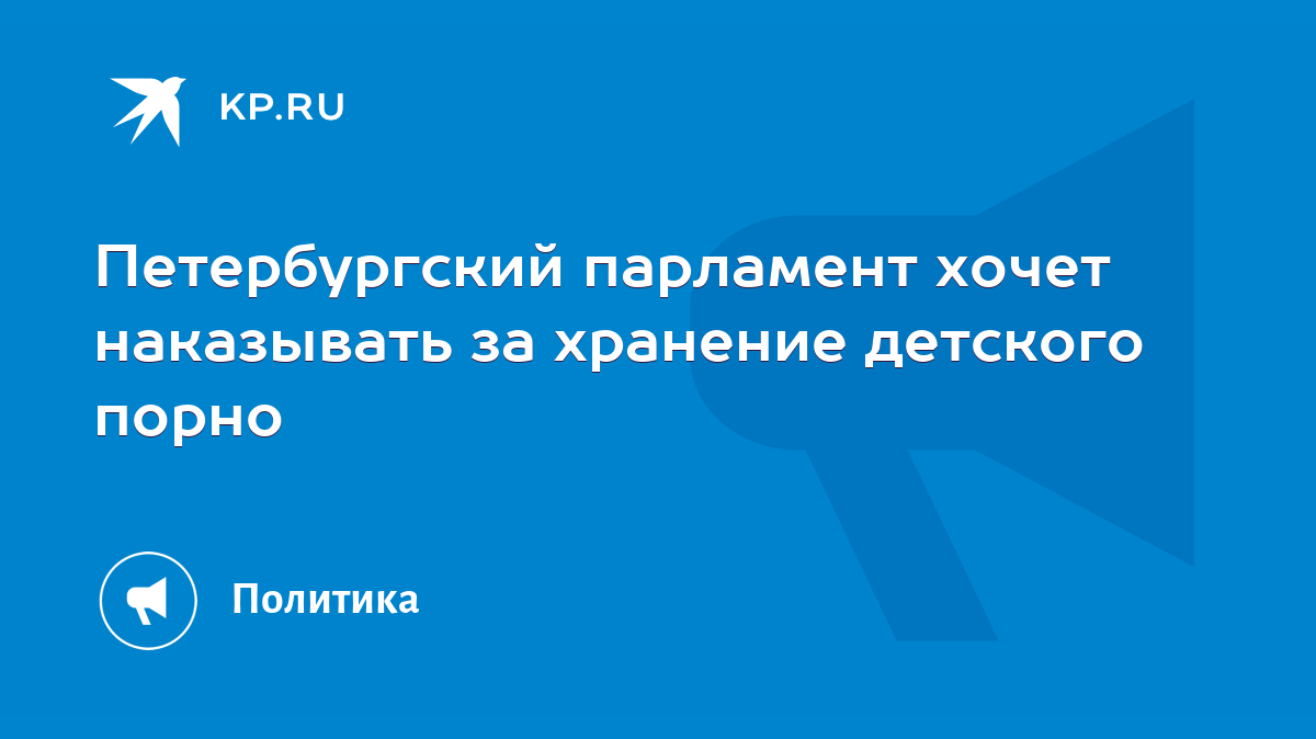 Петербургский парламент хочет наказывать за хранение детского порно - KP.RU