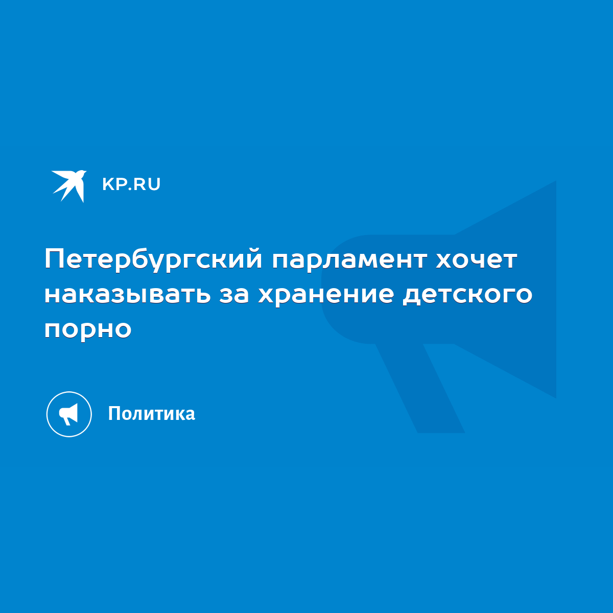 Петербургский парламент хочет наказывать за хранение детского порно - KP.RU