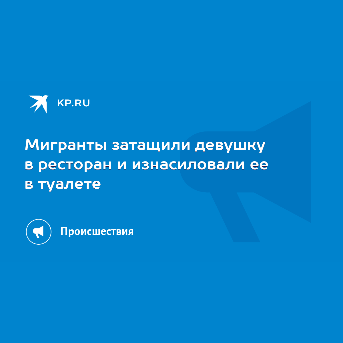 Мигранты затащили девушку в ресторан и изнасиловали ее в туалете - KP.RU