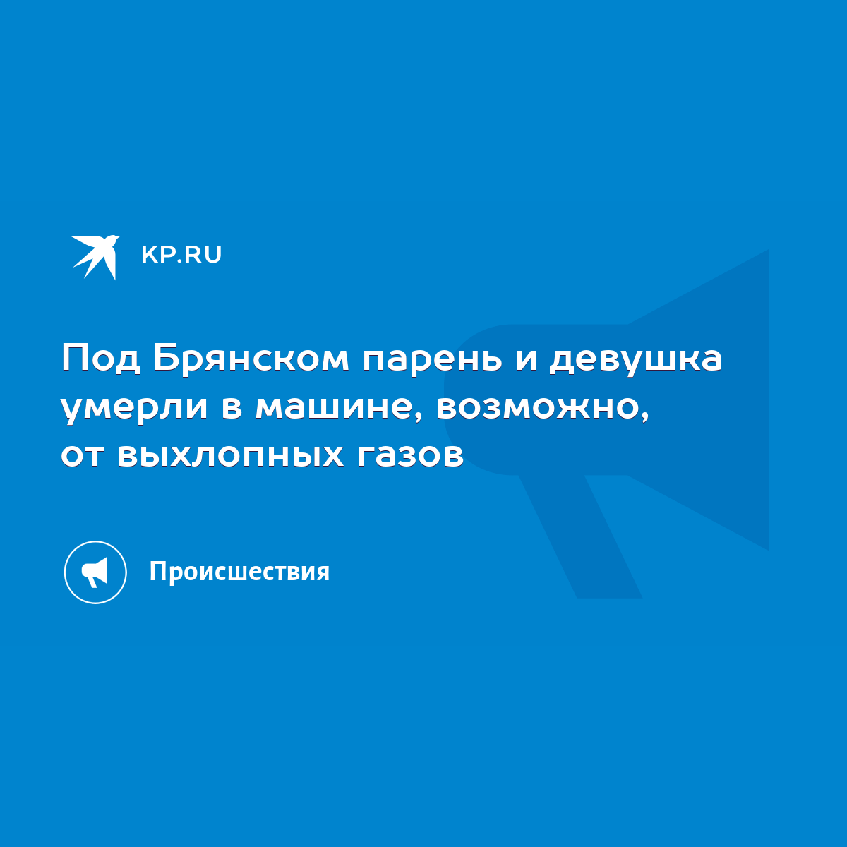 Под Брянском парень и девушка умерли в машине, возможно, от выхлопных газов  - KP.RU