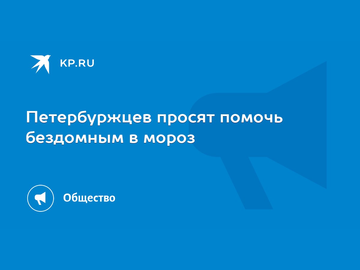 Петербуржцев просят помочь бездомным в мороз - KP.RU