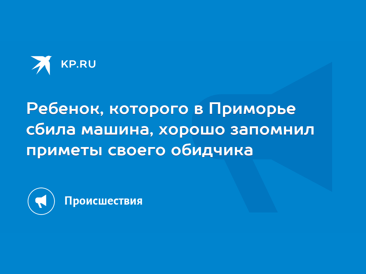 Ребенок, которого в Приморье сбила машина, хорошо запомнил приметы своего  обидчика - KP.RU