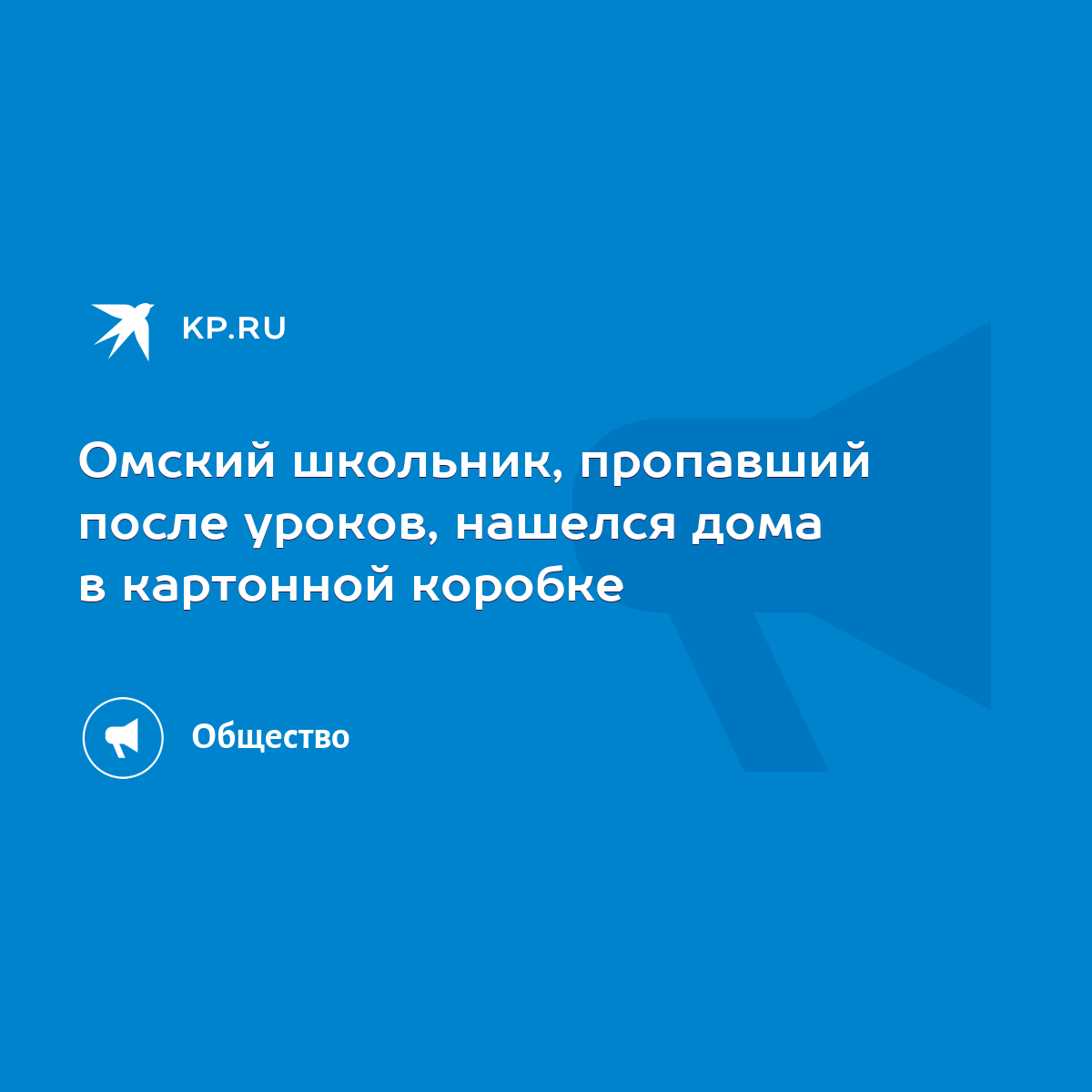 Омский школьник, пропавший после уроков, нашелся дома в картонной коробке -  KP.RU