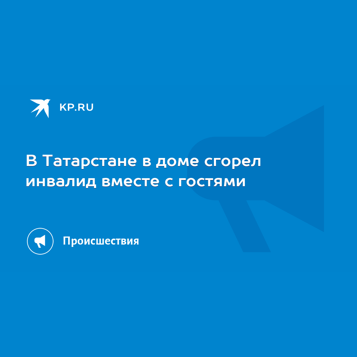 В Татарстане в доме сгорел инвалид вместе с гостями - KP.RU