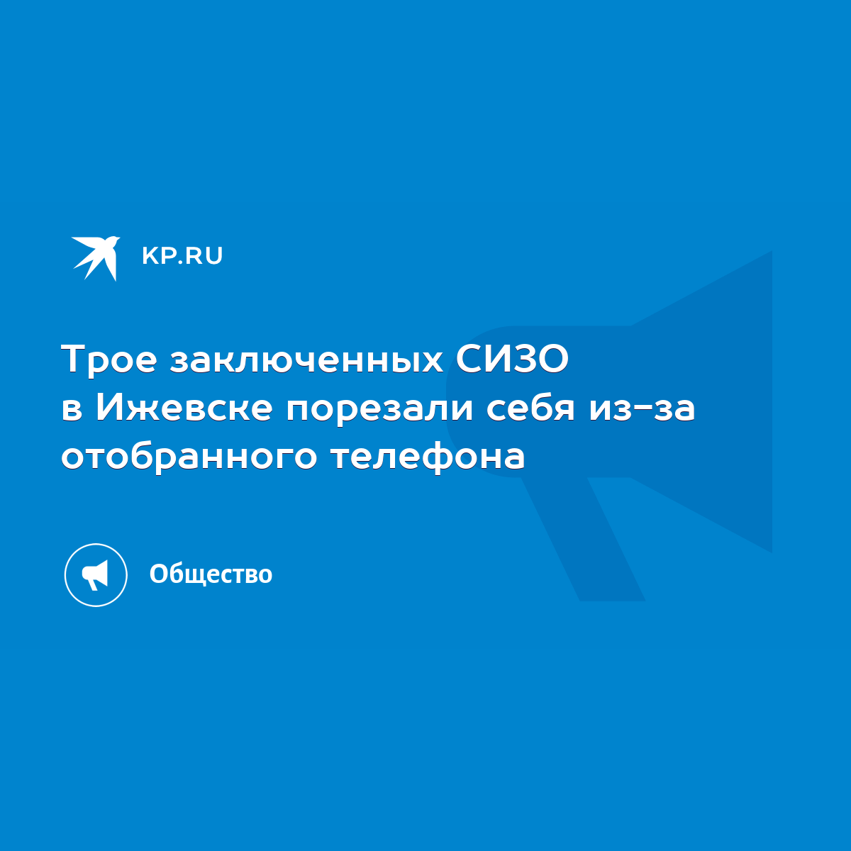 Трое заключенных СИЗО в Ижевске порезали себя из-за отобранного телефона -  KP.RU