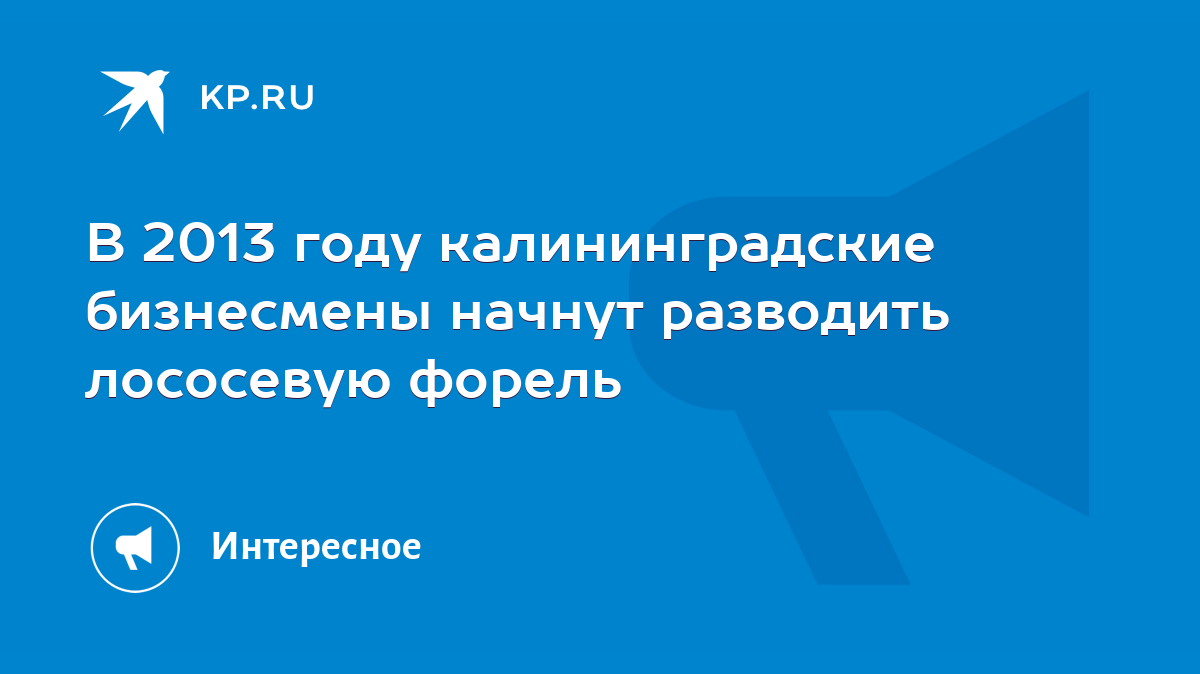 В 2013 году калининградские бизнесмены начнут разводить лососевую форель -  KP.RU