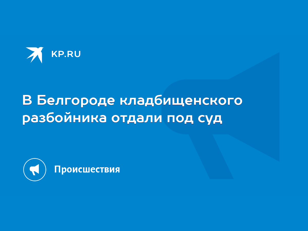 В Белгороде кладбищенского разбойника отдали под суд - KP.RU