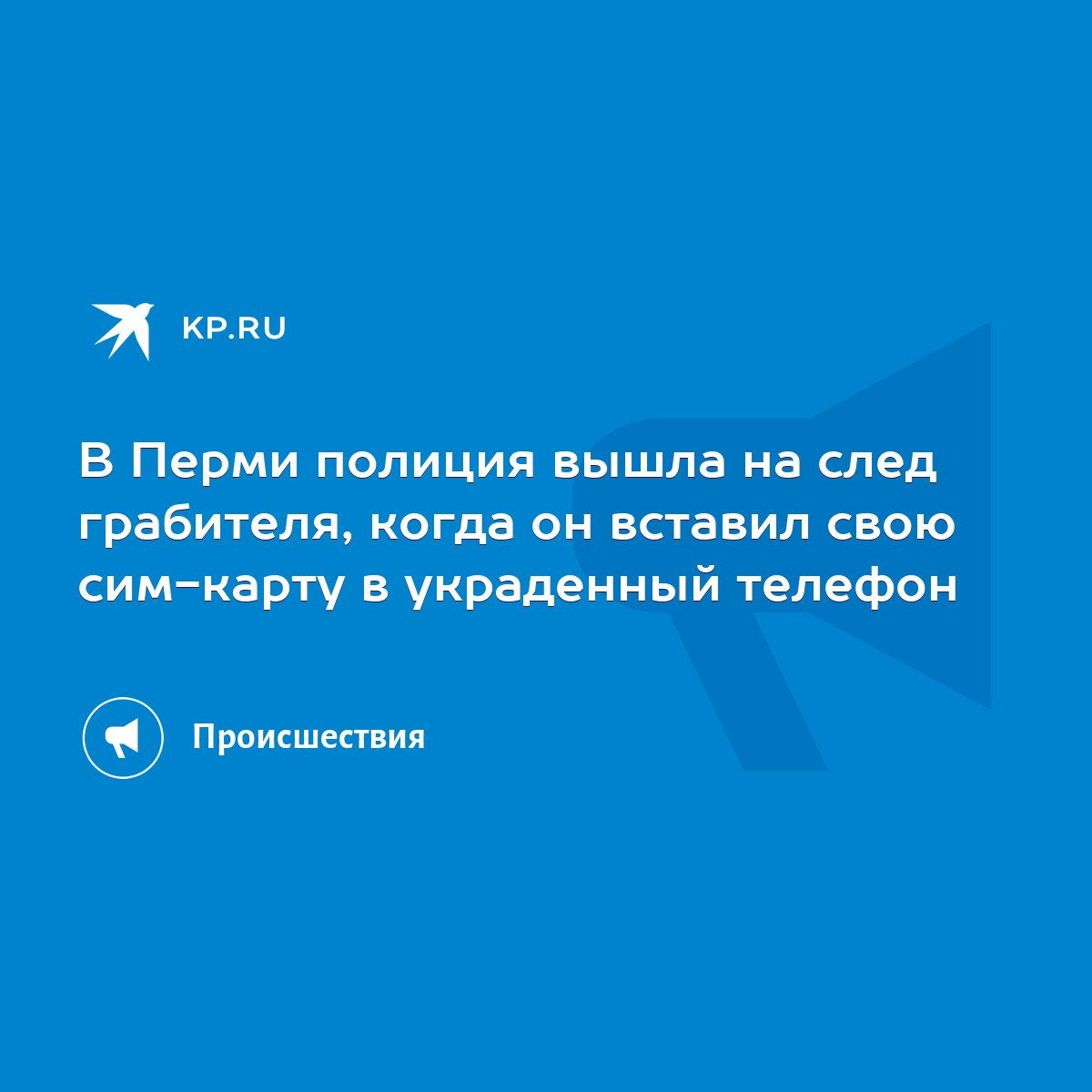 В Перми полиция вышла на след грабителя, когда он вставил свою сим-карту в украденный  телефон - KP.RU