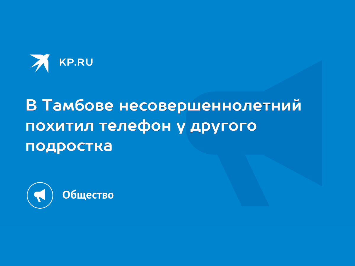 В Тамбове несовершеннолетний похитил телефон у другого подростка - KP.RU