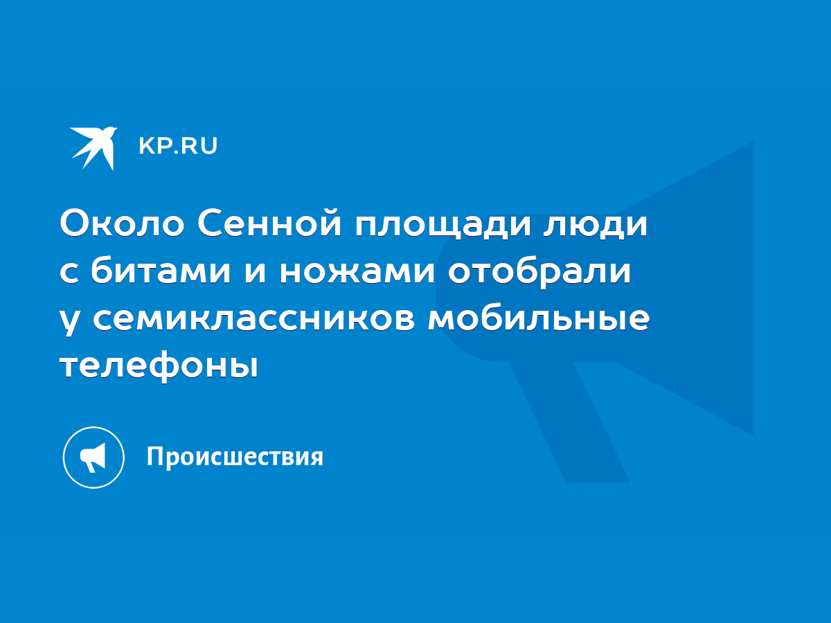 Около Сенной площади люди с битами и ножами отобрали у семиклассников  мобильные телефоны - KP.RU