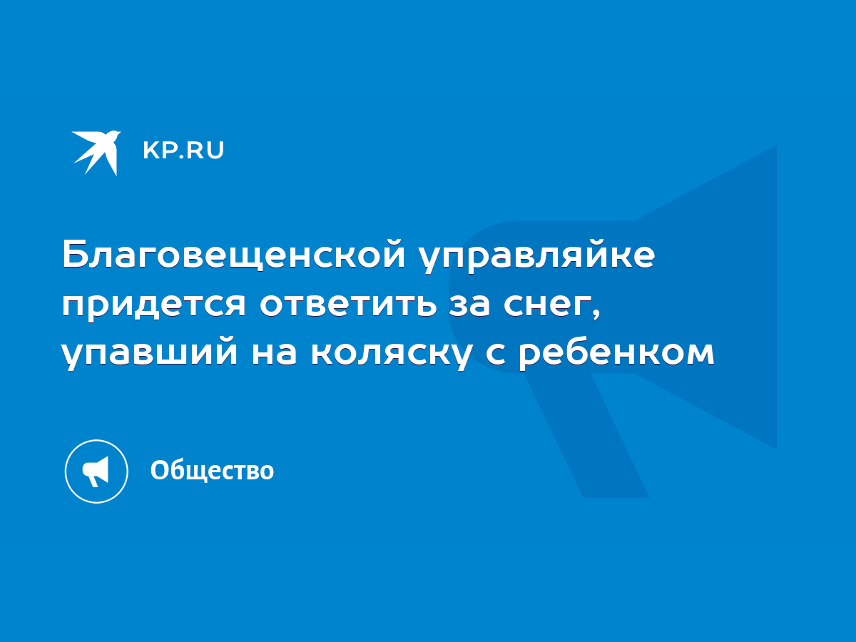 Благовещенской управляйке придется ответить за снег, упавший на коляску с  ребенком - KP.RU