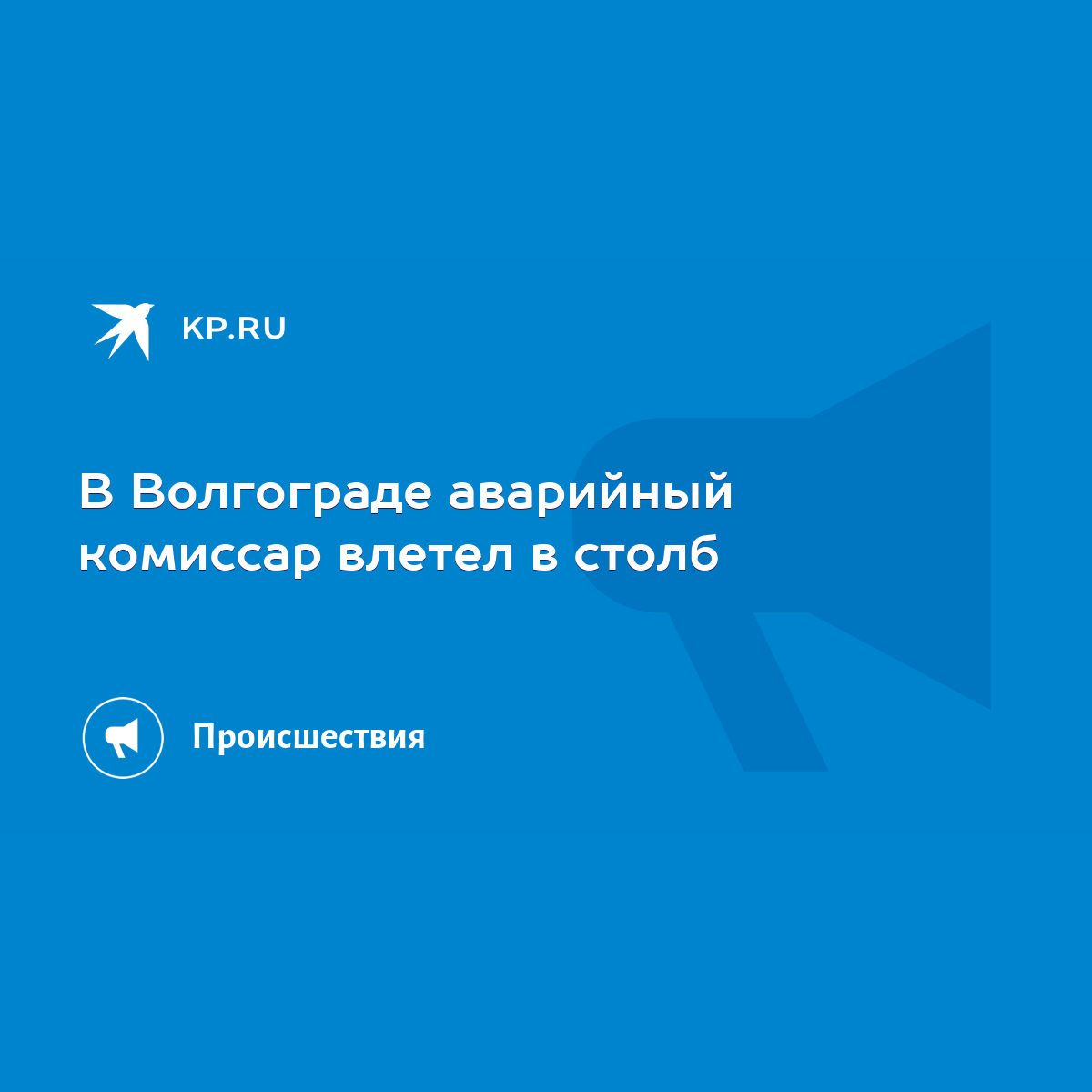 В Волгограде аварийный комиссар влетел в столб - KP.RU