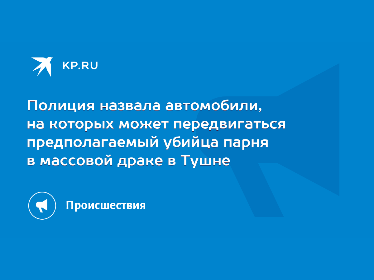 Полиция назвала автомобили, на которых может передвигаться предполагаемый  убийца парня в массовой драке в Тушне - KP.RU