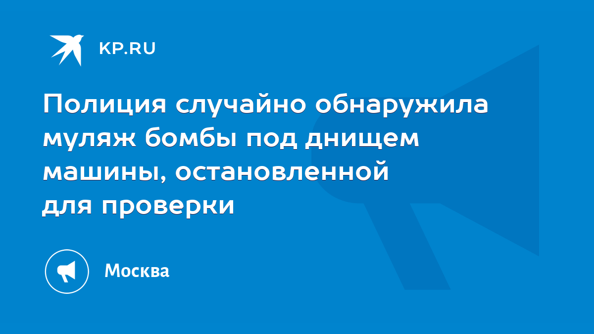 Полиция случайно обнаружила муляж бомбы под днищем машины, остановленной  для проверки - KP.RU