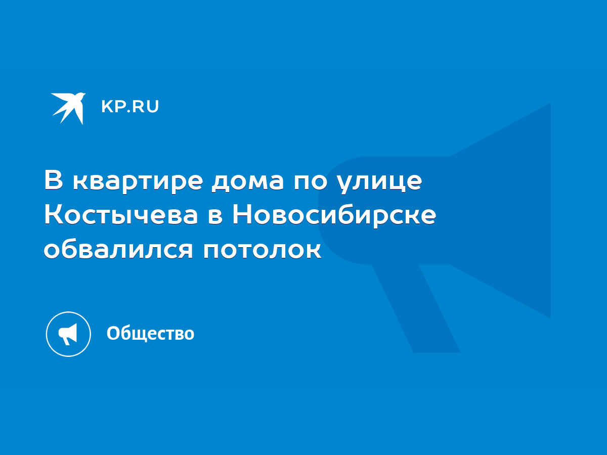 В квартире дома по улице Костычева в Новосибирске обвалился потолок - KP.RU