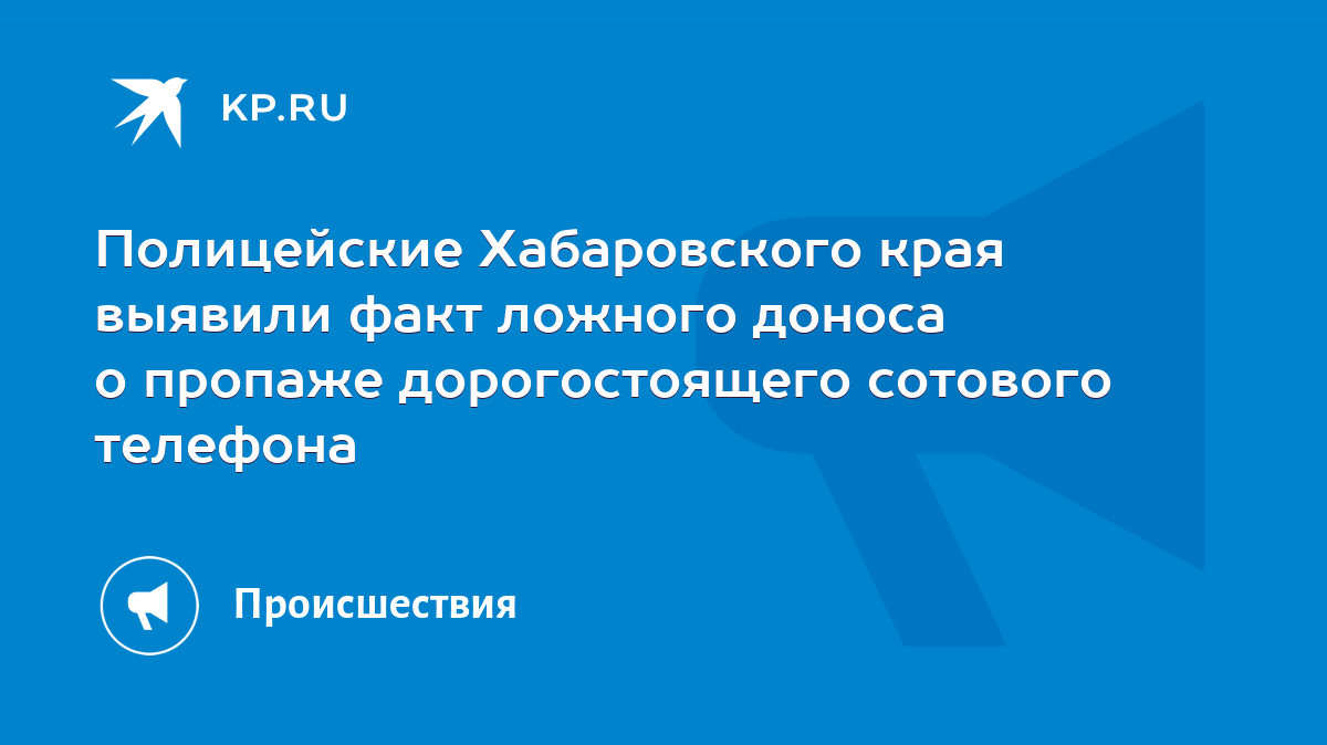 Полицейские Хабаровского края выявили факт ложного доноса о пропаже  дорогостоящего сотового телефона - KP.RU