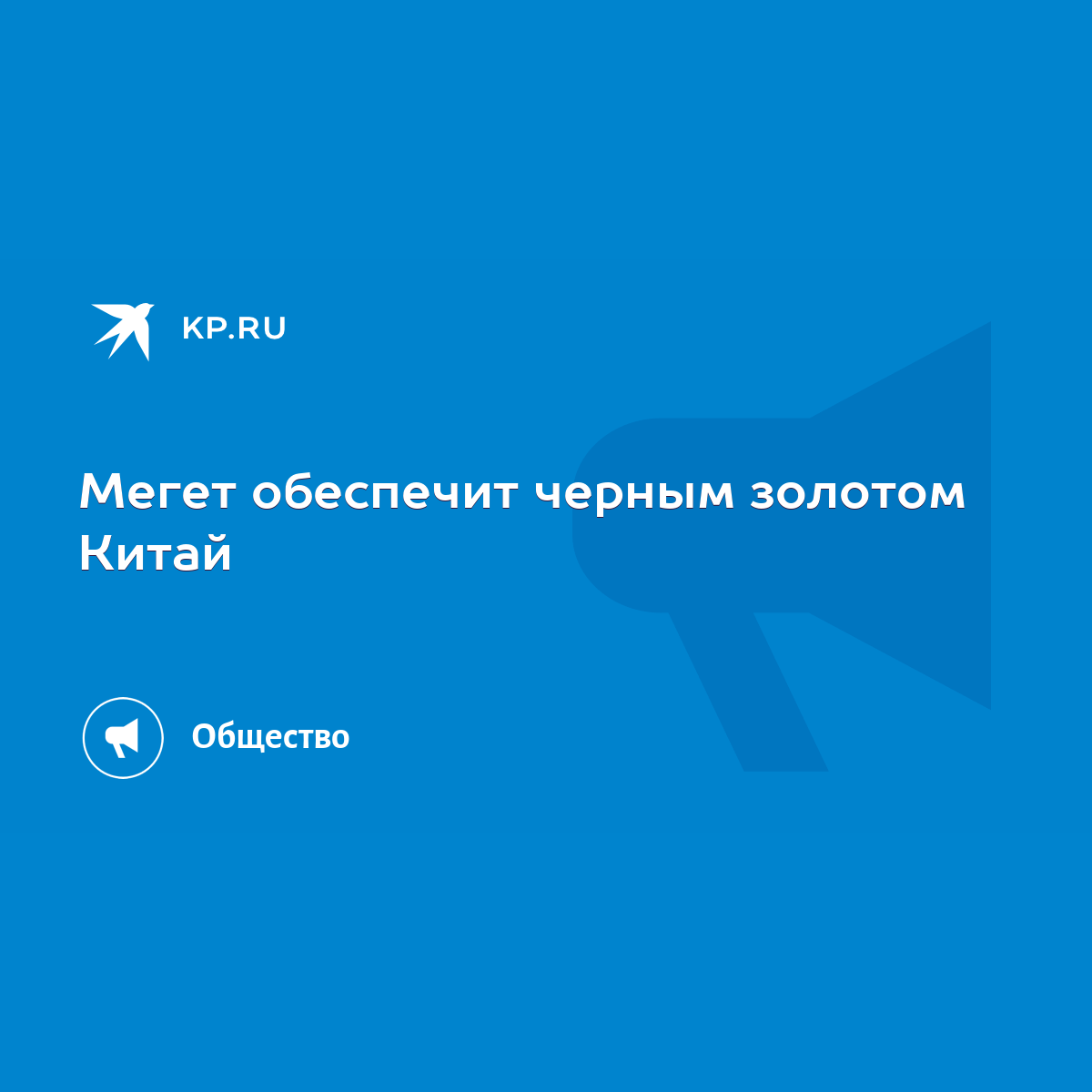 Мегет обеспечит черным золотом Китай - KP.RU