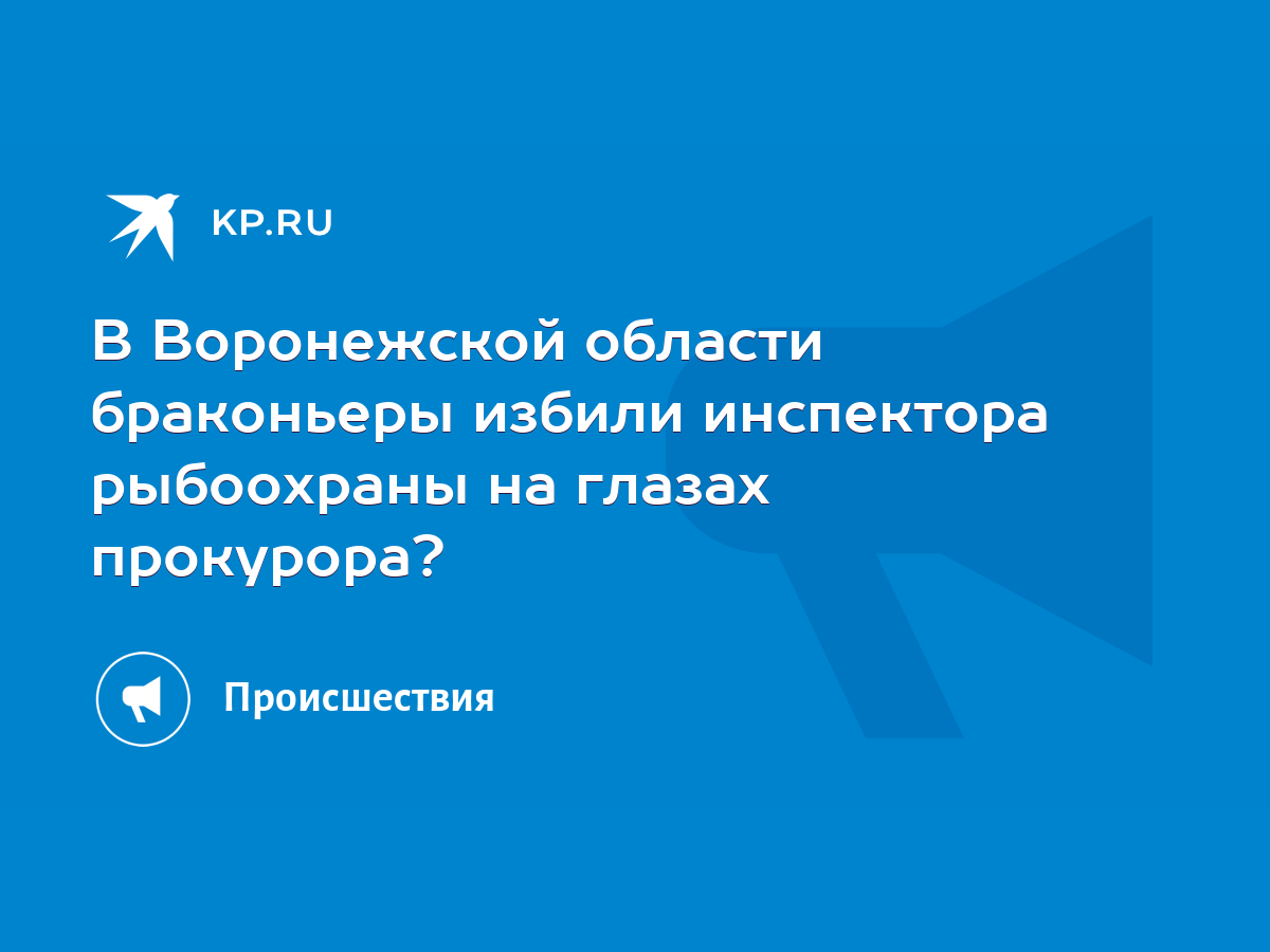 В Воронежской области браконьеры избили инспектора рыбоохраны на глазах  прокурора? - KP.RU