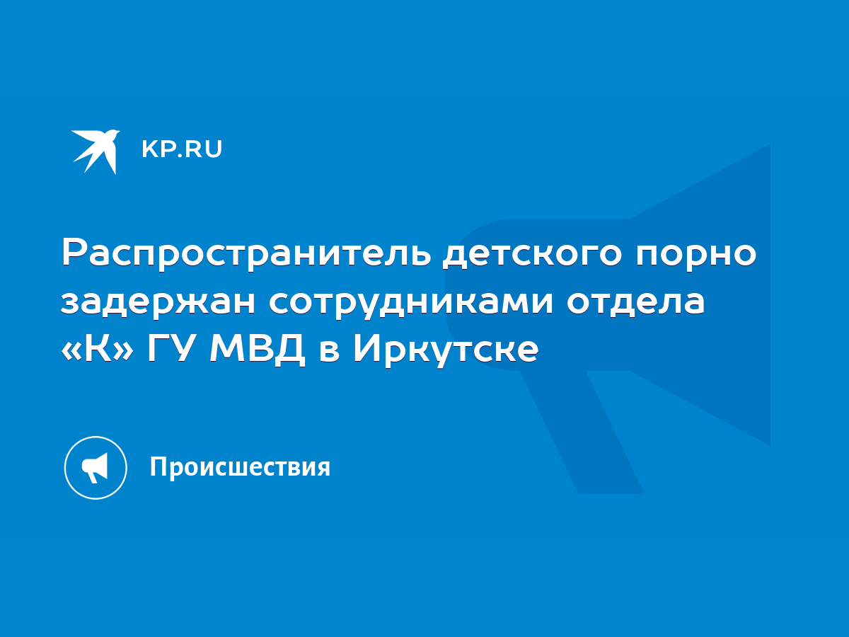 Распространитель детского порно задержан сотрудниками отдела «К» ГУ МВД в  Иркутске - KP.RU