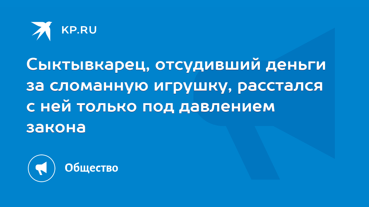 Сыктывкарец, отсудивший деньги за сломанную игрушку, расстался с ней только  под давлением закона - KP.RU