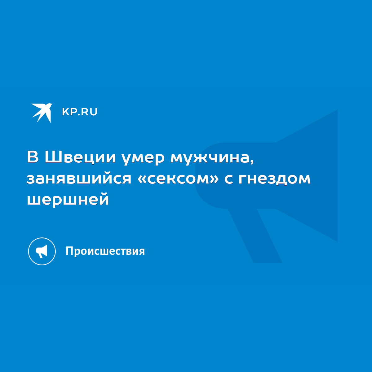 В Швеции умер мужчина, занявшийся «сексом» с гнездом шершней - KP.RU