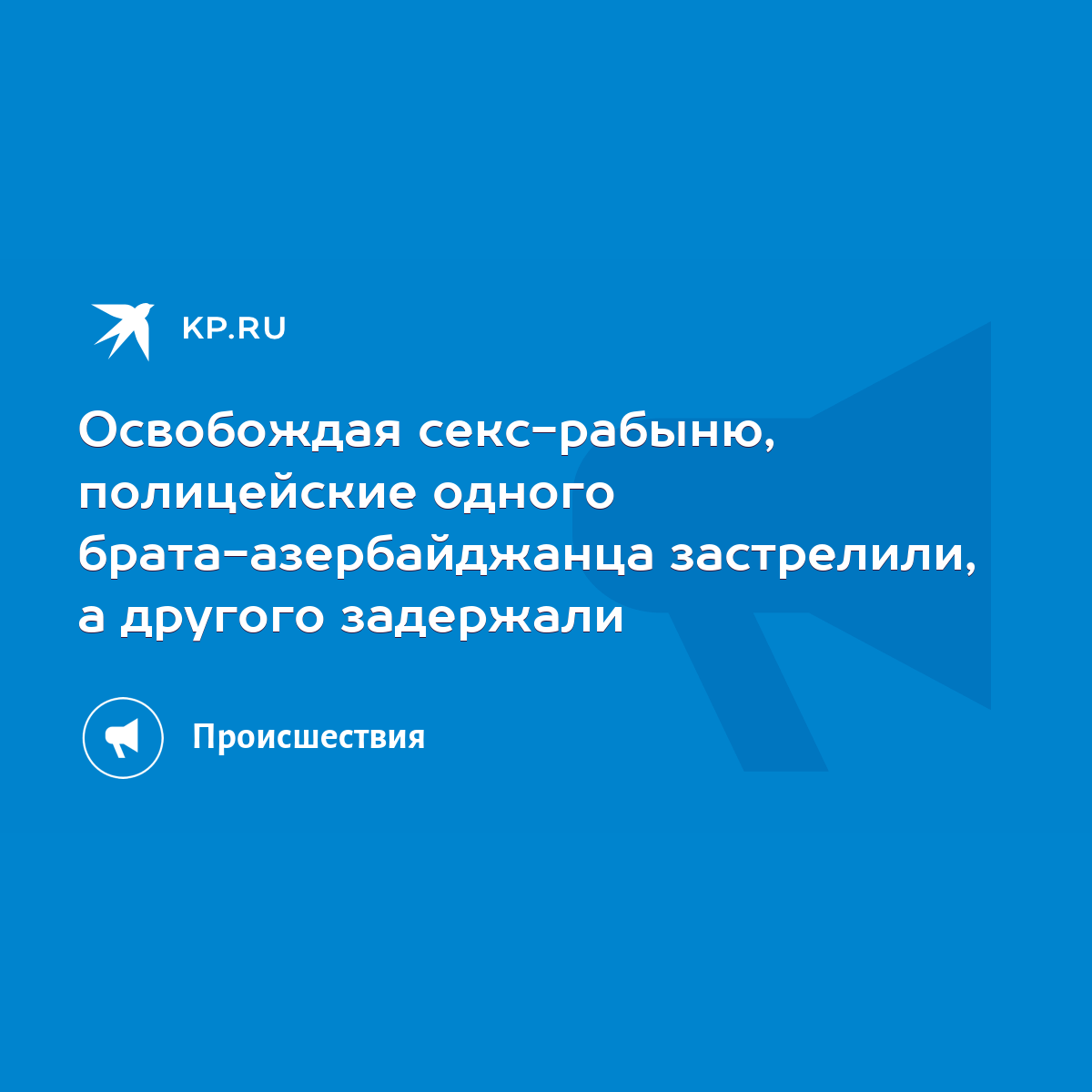 Освобождая секс-рабыню, полицейские одного брата-азербайджанца застрелили,  а другого задержали - KP.RU