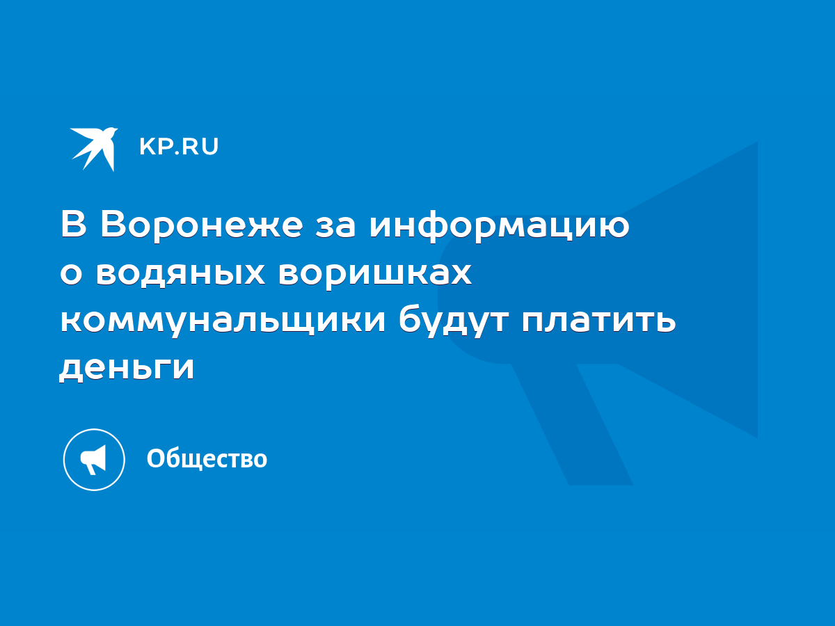 В Воронеже за информацию о водяных воришках коммунальщики будут платить  деньги - KP.RU