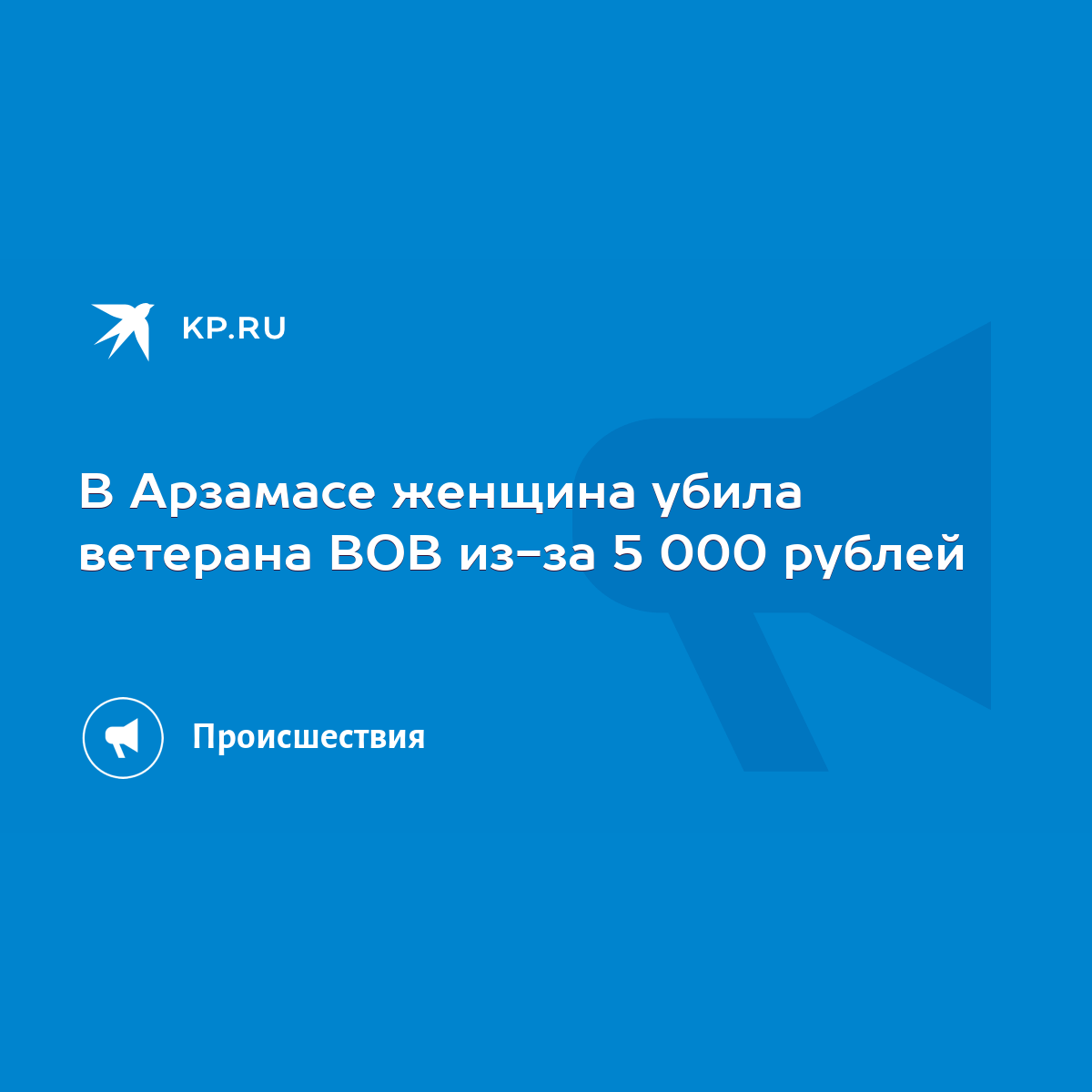 В Арзамасе женщина убила ветерана ВОВ из-за 5 000 рублей - KP.RU