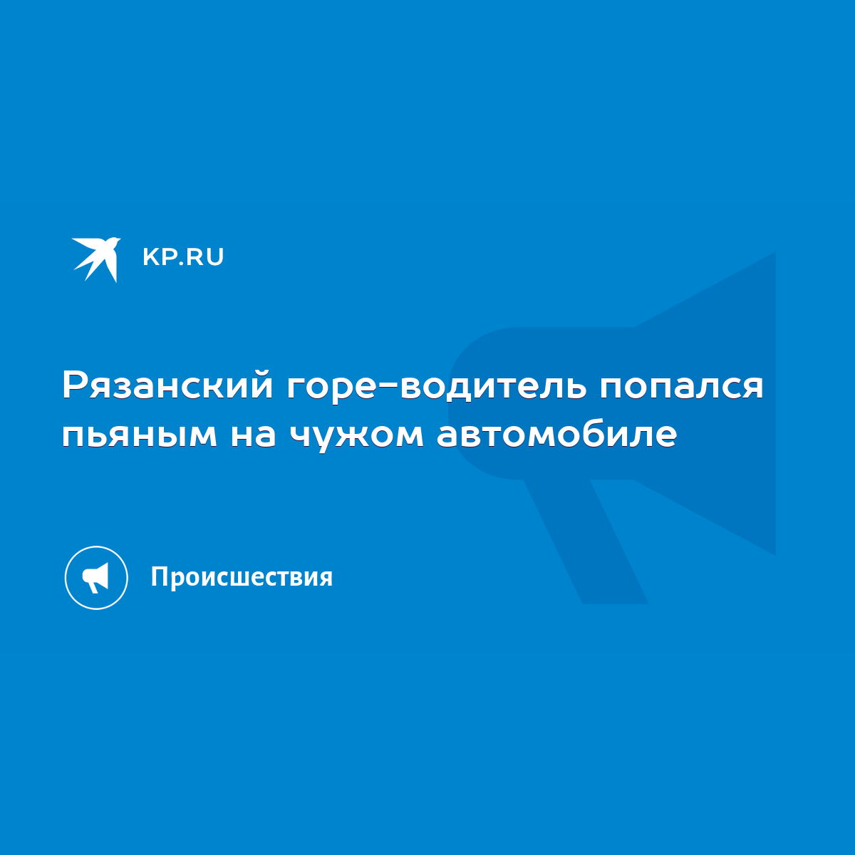 Рязанский горе-водитель попался пьяным на чужом автомобиле - KP.RU