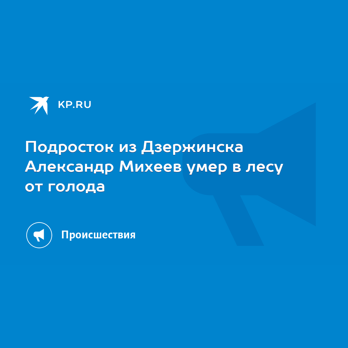 Подросток из Дзержинска Александр Михеев умер в лесу от голода - KP.RU