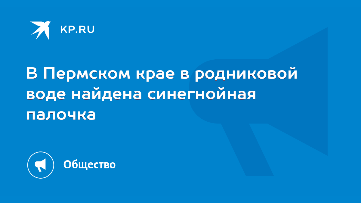 В Пермском крае в родниковой воде найдена синегнойная палочка - KP.RU