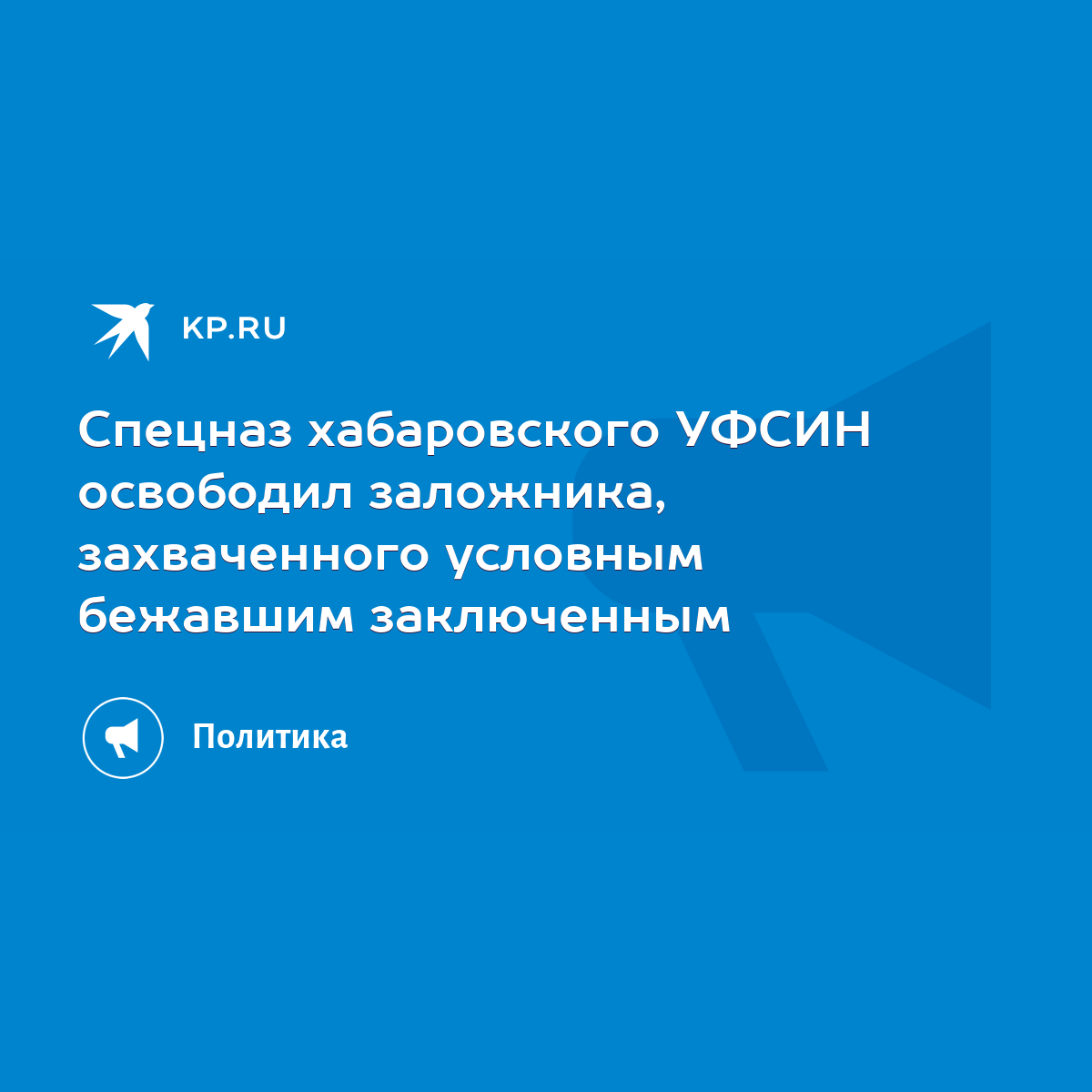 Спецназ хабаровского УФСИН освободил заложника, захваченного условным  бежавшим заключенным - KP.RU