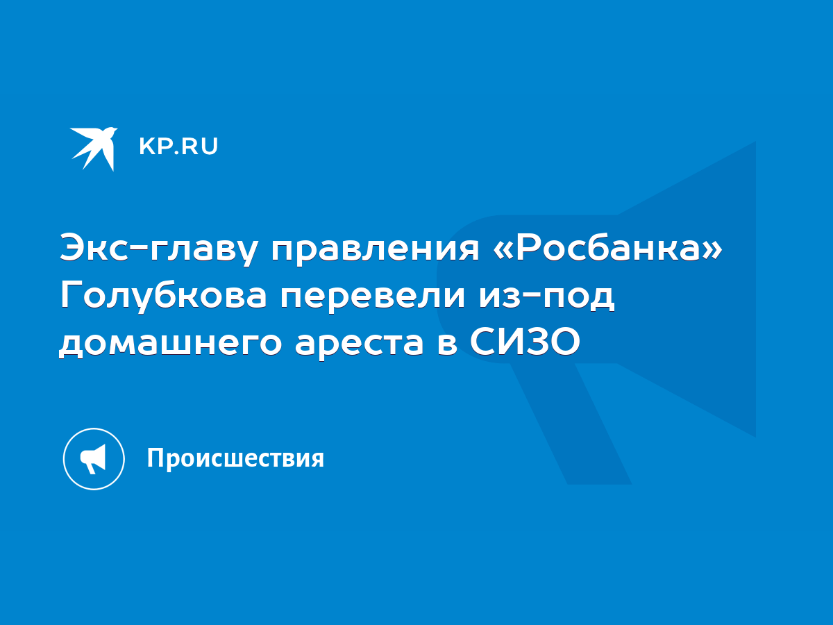 Экс-главу правления «Росбанка» Голубкова перевели из-под домашнего ареста в  СИЗО - KP.RU