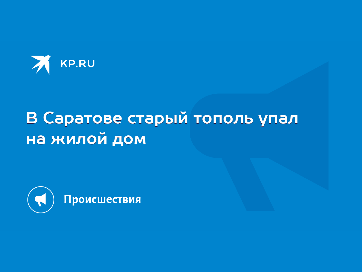 В Саратове старый тополь упал на жилой дом - KP.RU