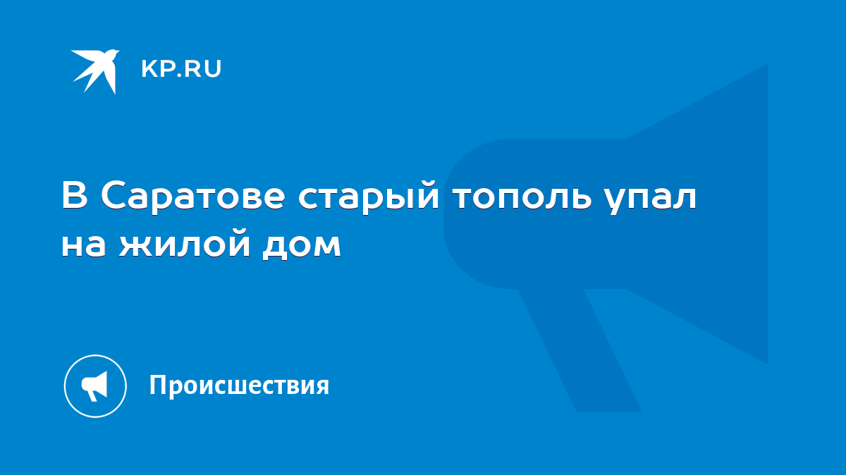 В Саратове старый тополь упал на жилой дом - KP.RU