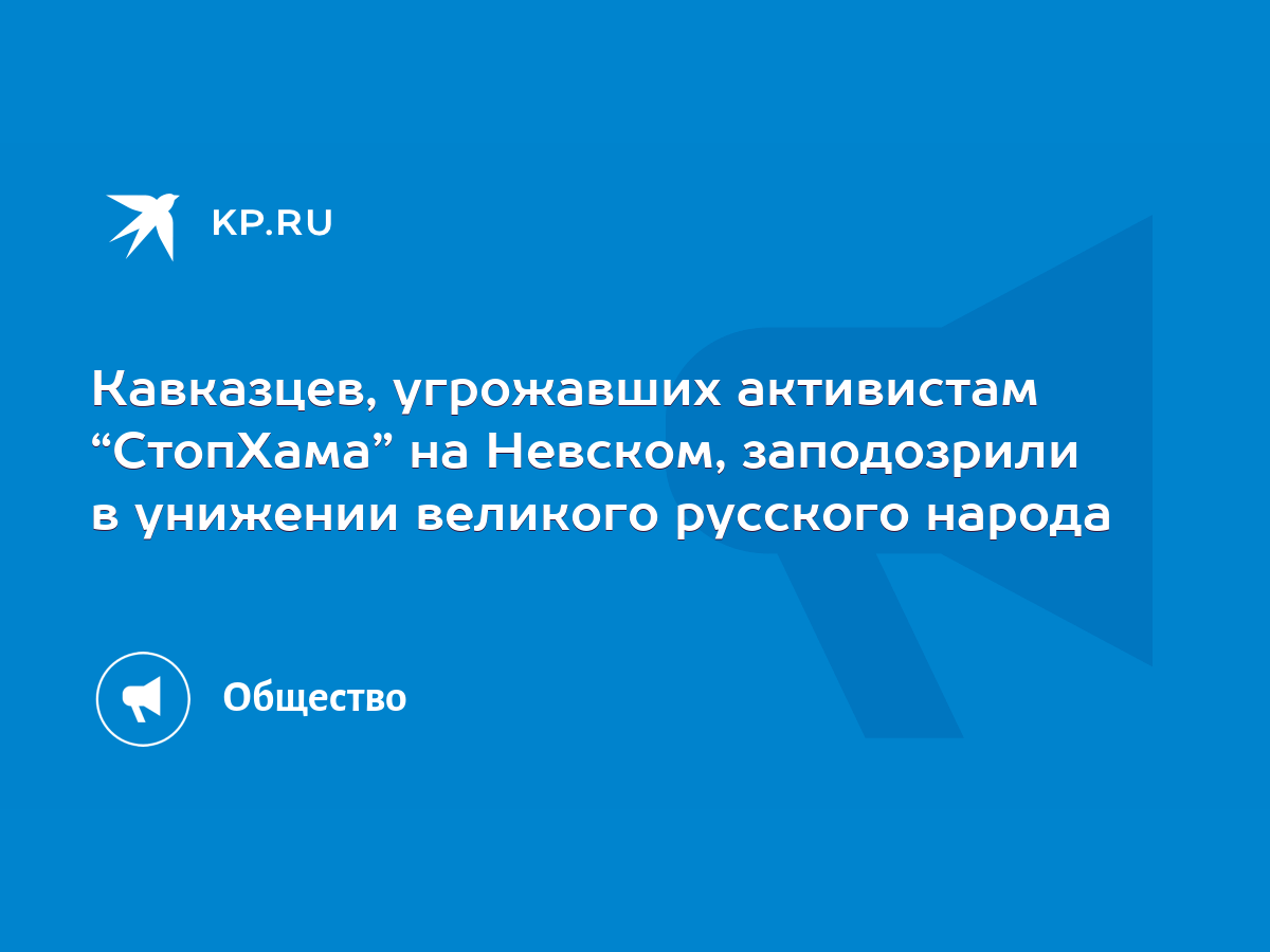 Кавказцев, угрожавших активистам “СтопХама” на Невском, заподозрили в  унижении великого русского народа - KP.RU