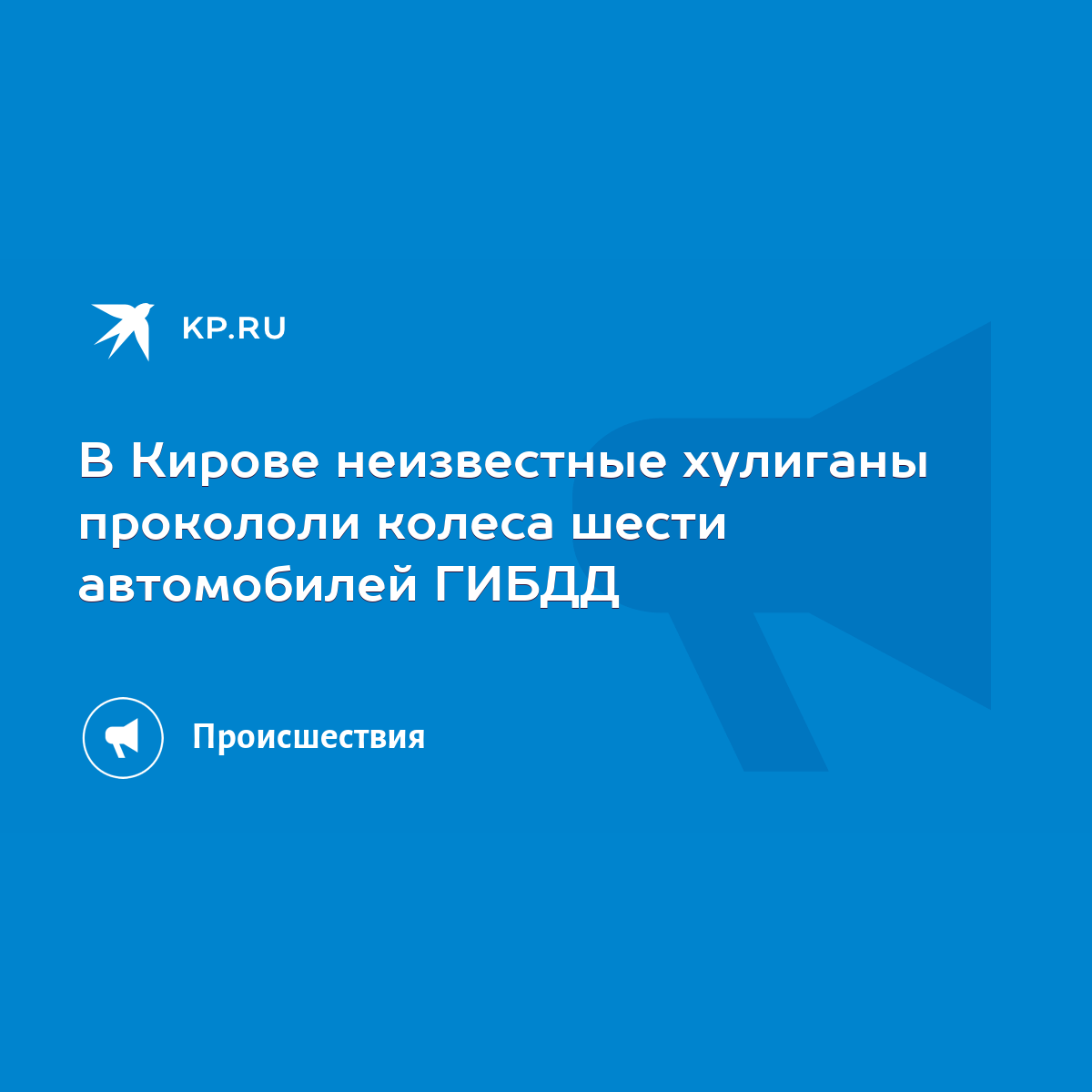 В Кирове неизвестные хулиганы прокололи колеса шести автомобилей ГИБДД -  KP.RU