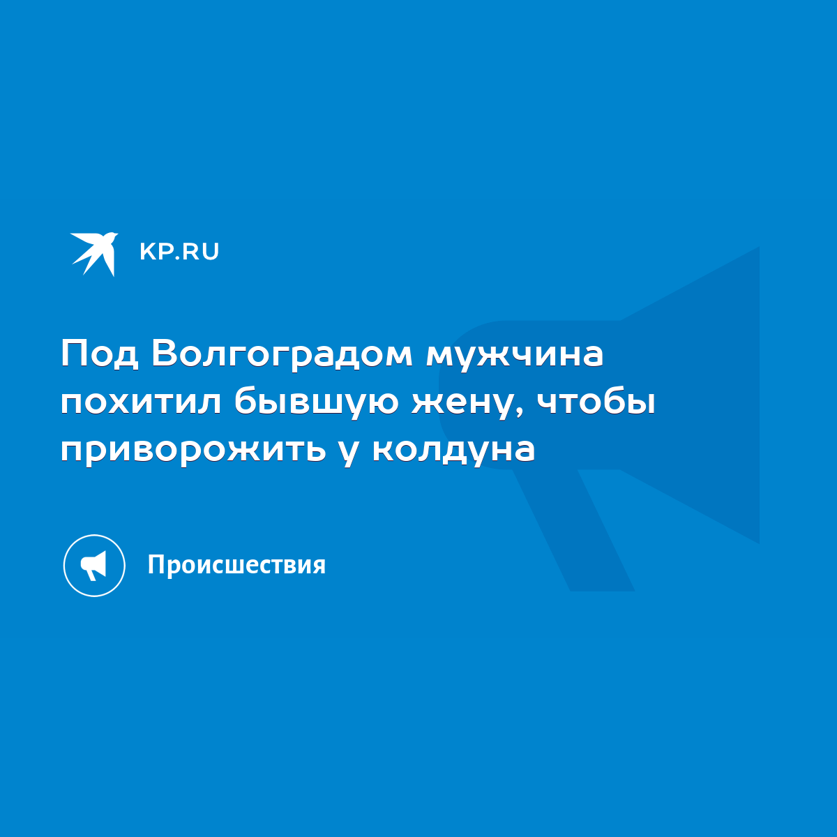 Под Волгоградом мужчина похитил бывшую жену, чтобы приворожить у колдуна -  KP.RU