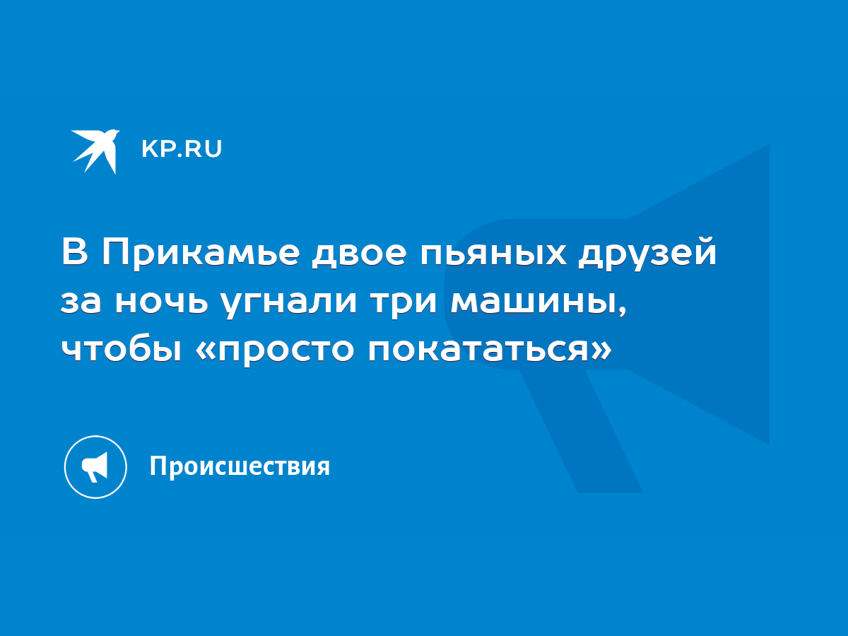 В Прикамье двое пьяных друзей за ночь угнали три машины, чтобы «просто  покататься» - KP.RU